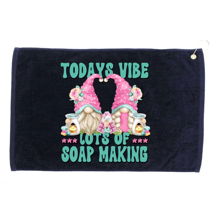 Pink Soap Maker Gnome Quote Todays Vibes Lots Of Soap Making Funny Gift Grommeted Golf Towel