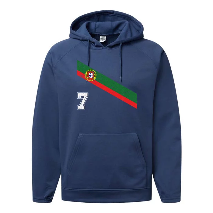 Portugal Soccer Number 7 Portugese Football Sports Lover Fan Performance Fleece Hoodie