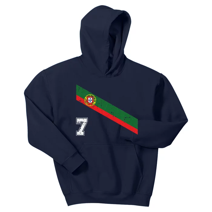 Portugal Soccer Number 7 Portugese Football Sports Lover Fan Kids Hoodie