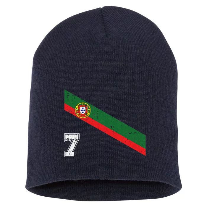 Portugal Soccer Number 7 Portugese Football Sports Lover Fan Short Acrylic Beanie