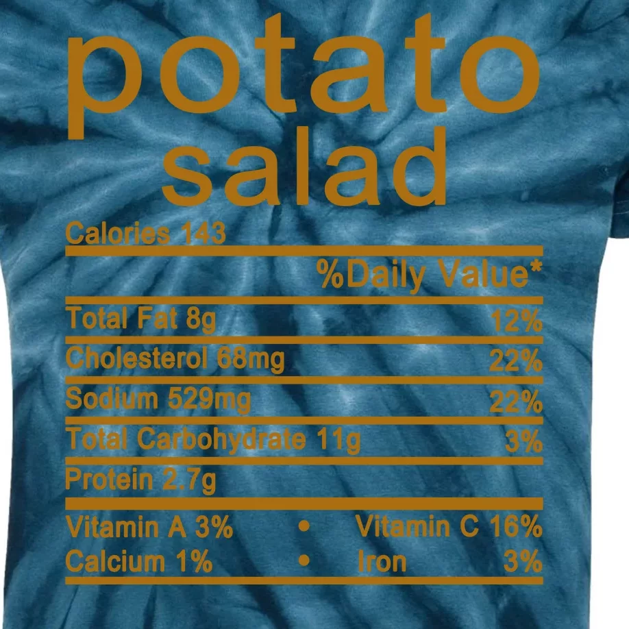 Potato Salad Nutrition Facts Label Kids Tie-Dye T-Shirt