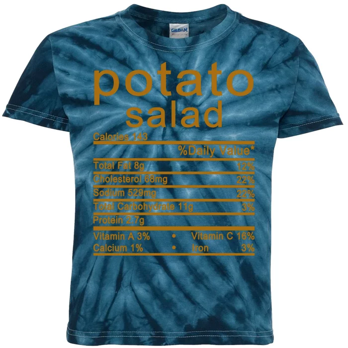 Potato Salad Nutrition Facts Label Kids Tie-Dye T-Shirt