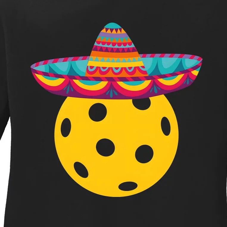 Pickleball Sombrero Nacho Average Pickleball Player Ladies Long Sleeve Shirt