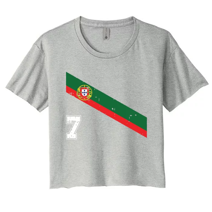 Portugal Soccer Number 7 Portugese Football Sports Lover Fan Women's Crop Top Tee