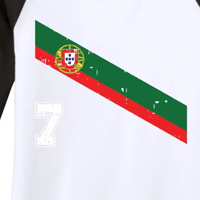 Portugal Soccer Number 7 Portugese Football Sports Lover Fan Women's Tri-Blend 3/4-Sleeve Raglan Shirt