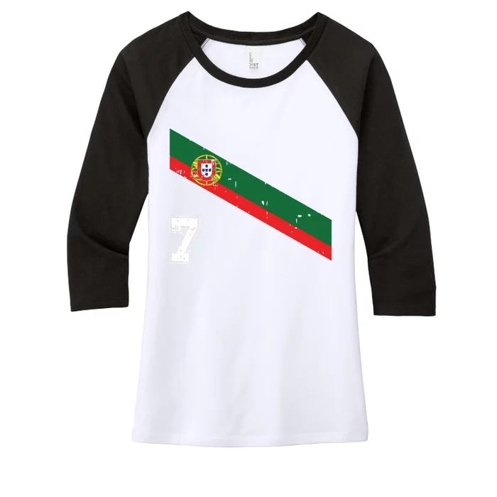 Portugal Soccer Number 7 Portugese Football Sports Lover Fan Women's Tri-Blend 3/4-Sleeve Raglan Shirt