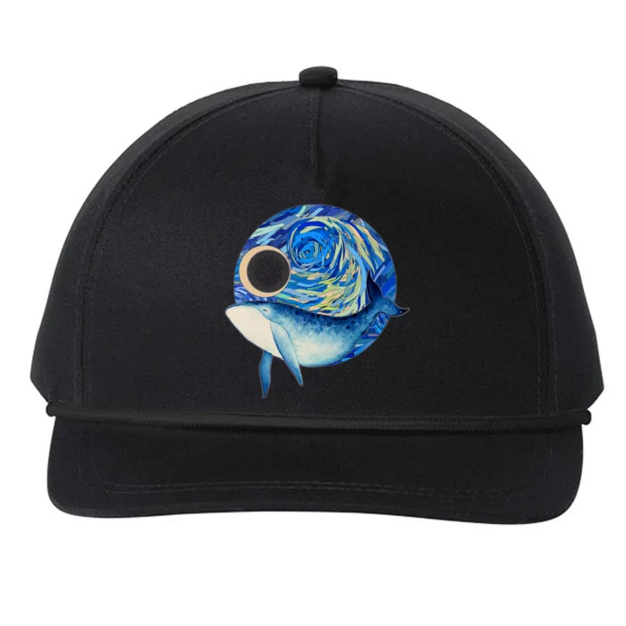 Painted Starry Night Whale Snapback Five-Panel Rope Hat