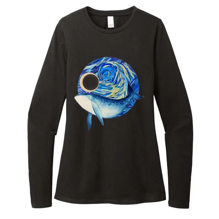 Painted Starry Night Whale Womens CVC Long Sleeve Shirt