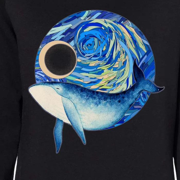 Painted Starry Night Whale Womens California Wash Sweatshirt