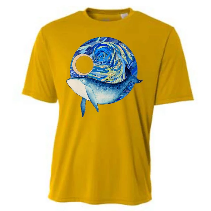 Painted Starry Night Whale Cooling Performance Crew T-Shirt