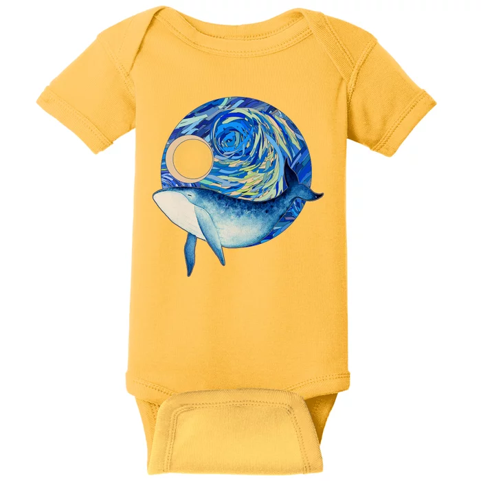 Painted Starry Night Whale Baby Bodysuit