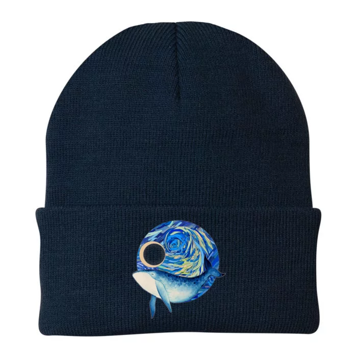 Painted Starry Night Whale Knit Cap Winter Beanie