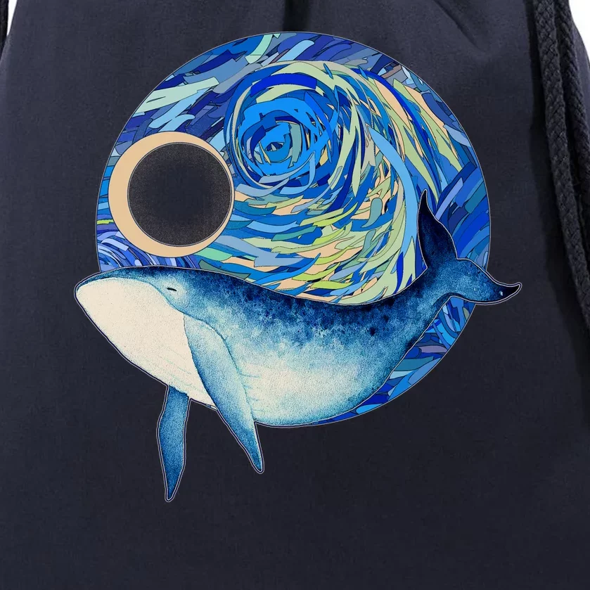 Painted Starry Night Whale Drawstring Bag