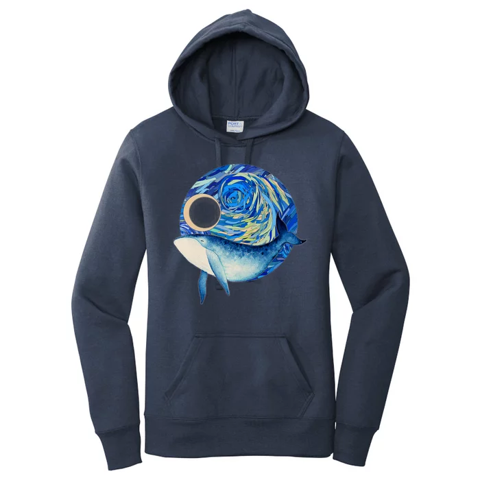 Painted Starry Night Whale Women's Pullover Hoodie