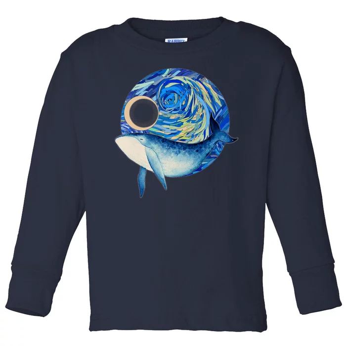 Painted Starry Night Whale Toddler Long Sleeve Shirt