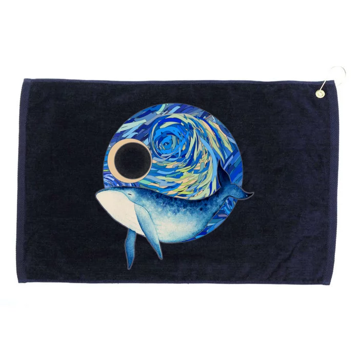 Painted Starry Night Whale Grommeted Golf Towel