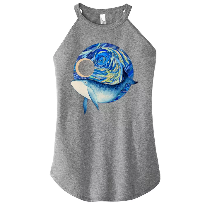 Painted Starry Night Whale Women’s Perfect Tri Rocker Tank