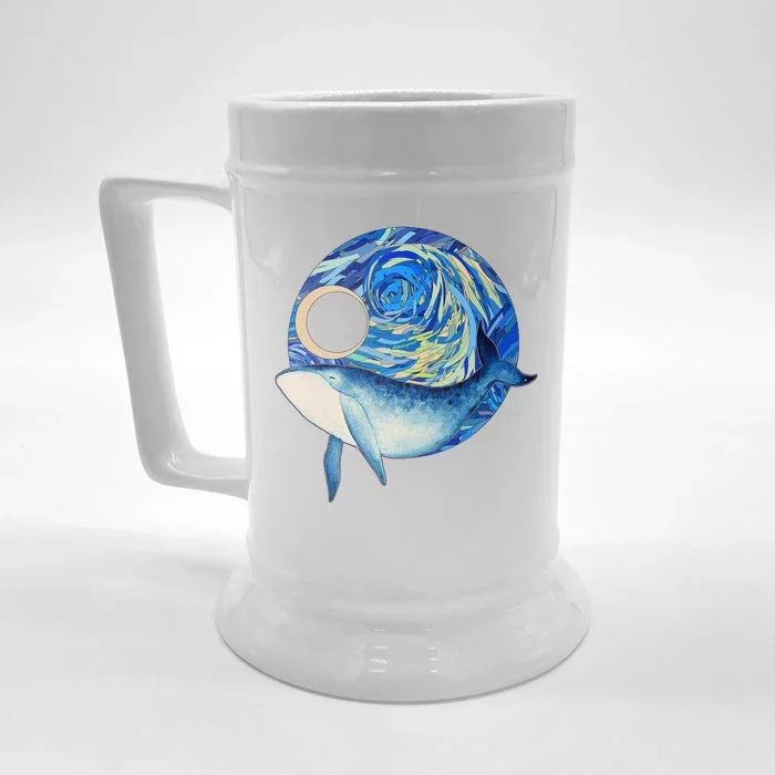 Painted Starry Night Whale Front & Back Beer Stein