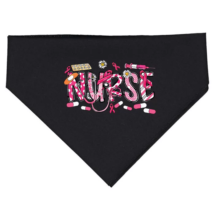 Pink Stethoscope Nurse Medical Breast Cancer Awareness USA-Made Doggie Bandana