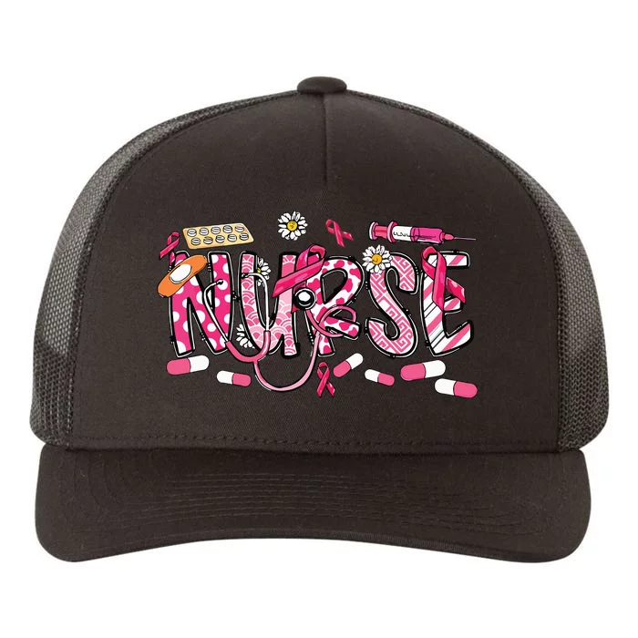 Pink Stethoscope Nurse Medical Breast Cancer Awareness Yupoong Adult 5-Panel Trucker Hat