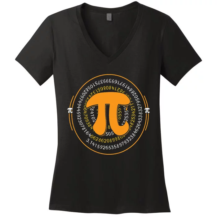 Pi Spiral Novelty Math Geek 3.14 Happy Pi Day Women's V-Neck T-Shirt