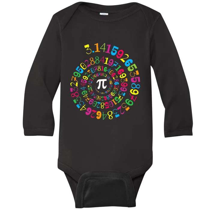 Pi Spiral Novelty Math Geek 3.14 Pi Day Baby Long Sleeve Bodysuit