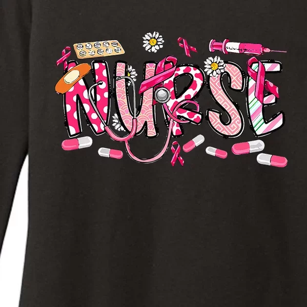 Pink Stethoscope Nurse Medical Breast Cancer Awareness Womens CVC Long Sleeve Shirt