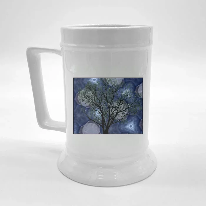 Pretty Stars Night Sky Tree Design Gift Front & Back Beer Stein