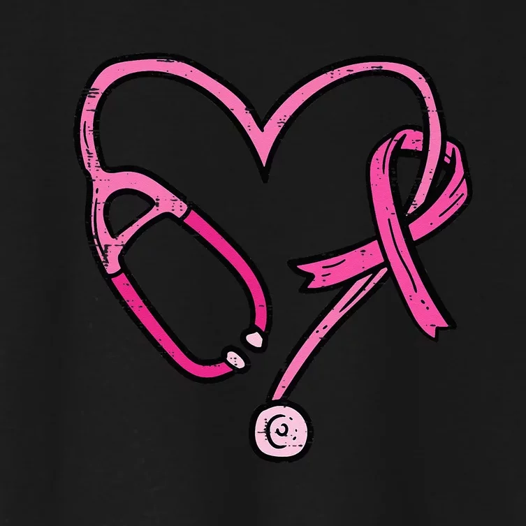 Pink Stethoscope Nurse Medical Breast Cancer Awareness Women's Crop Top Tee