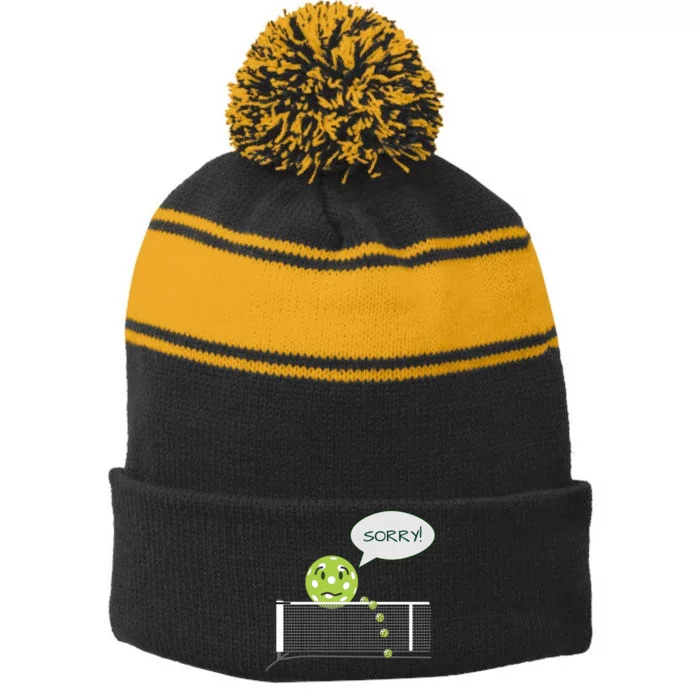 Pickleball Sorry Not Sorry Front & Back Stripe Pom Pom Beanie