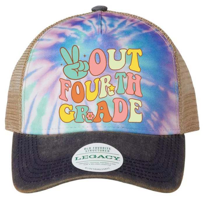 Peace Sign Out Fourth Grade Groovy Last Day School 4th Grade Legacy Tie Dye Trucker Hat