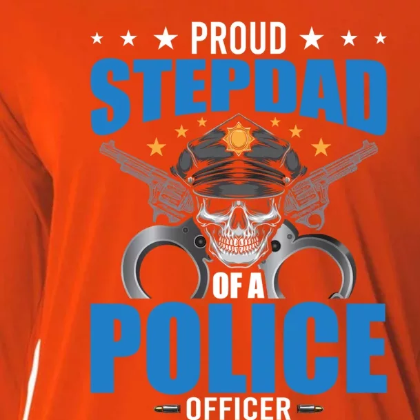 Proud Stepdad Of A Police Officer Stepdad Gift Cooling Performance Long Sleeve Crew