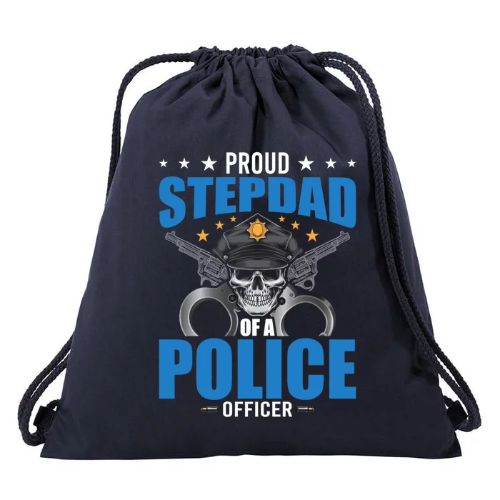 Proud Stepdad Of A Police Officer Stepdad Gift Drawstring Bag