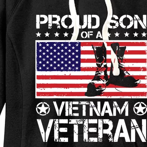 Proud Son Of Vietnam Veteran US Flag Boots Veteran Day Women's Fleece Hoodie