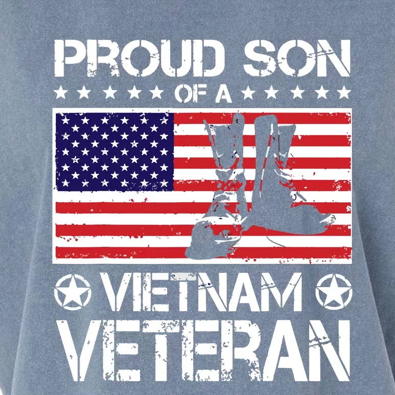 Proud Son Of Vietnam Veteran US Flag Boots Veteran Day Garment-Dyed Women's Muscle Tee