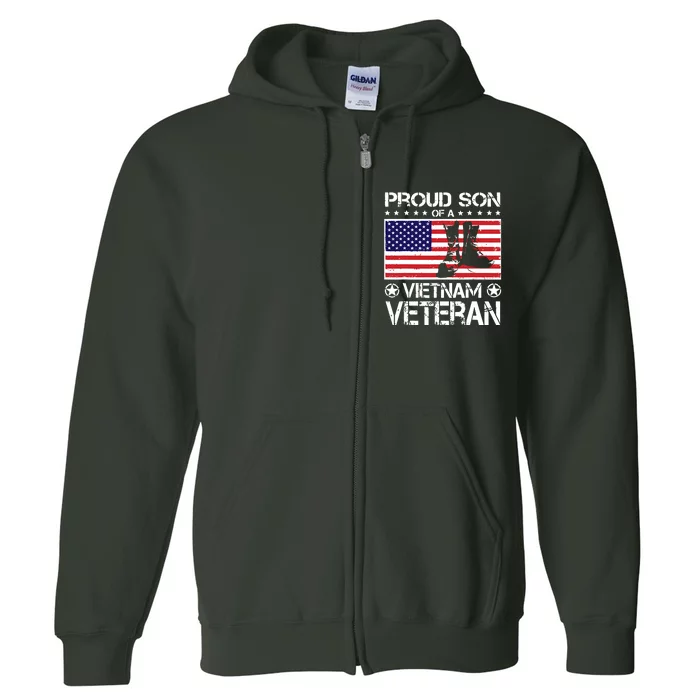 Proud Son Of Vietnam Veteran US Flag Boots Veteran Day Full Zip Hoodie