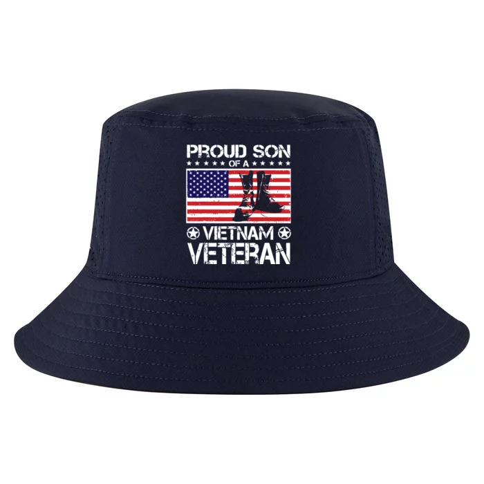 Proud Son Of Vietnam Veteran US Flag Boots Veteran Day Cool Comfort Performance Bucket Hat