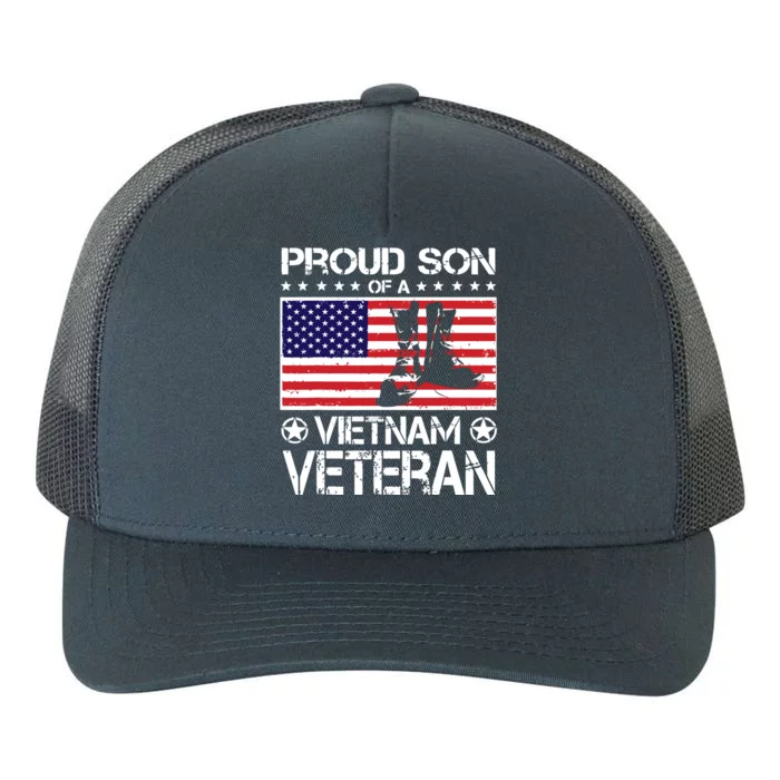 Proud Son Of Vietnam Veteran US Flag Boots Veteran Day Yupoong Adult 5-Panel Trucker Hat