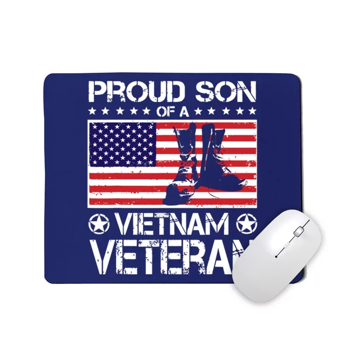 Proud Son Of Vietnam Veteran US Flag Boots Veteran Day Mousepad