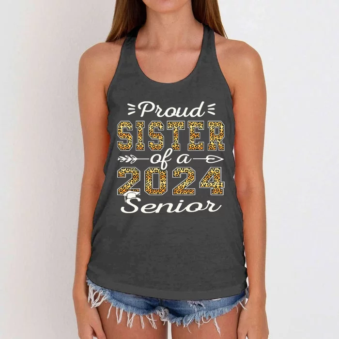 Proud Sister Of A 2024 Senior Funny Graduation Leopard Women's Knotted Racerback Tank