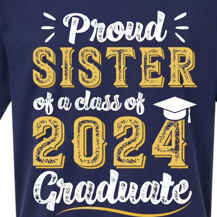 Proud Sister Of A Class Of 2024 Graduate Senior Graduation Sueded Cloud Jersey T-Shirt