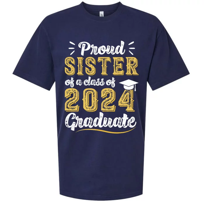 Proud Sister Of A Class Of 2024 Graduate Senior Graduation Sueded Cloud Jersey T-Shirt