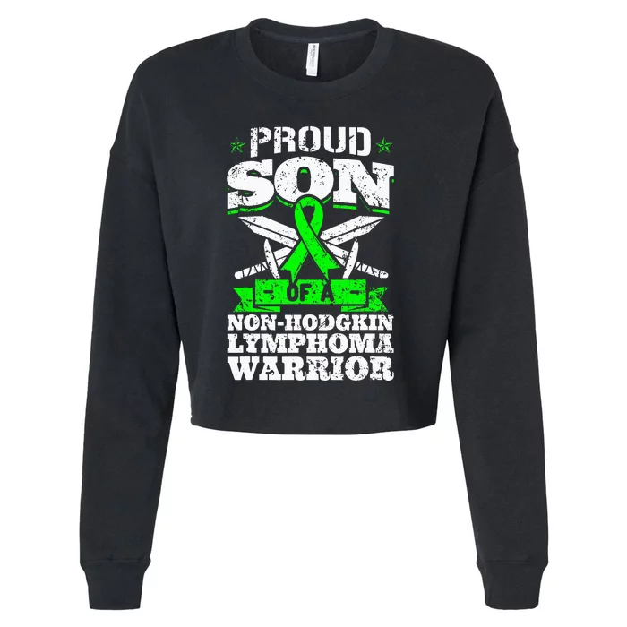 Proud Son Of A Non Hodgkin Lymphoma Warrior Awareness Cropped Pullover Crew