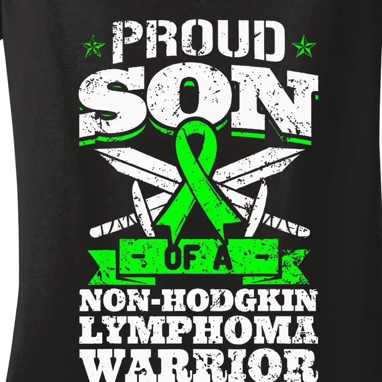 Proud Son Of A Non Hodgkin Lymphoma Warrior Awareness Women's V-Neck T-Shirt