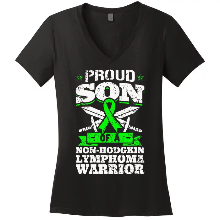 Proud Son Of A Non Hodgkin Lymphoma Warrior Awareness Women's V-Neck T-Shirt