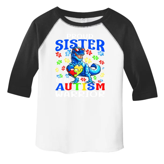 Proud Sister Of An Autism Warrior Dinosaur Gift Toddler Fine Jersey T-Shirt