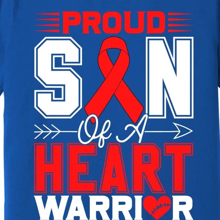 Proud Son Of A Heart Warrior Heart Disease Awareness Month Gift Premium T-Shirt