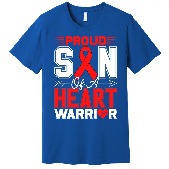 Proud Son Of A Heart Warrior Heart Disease Awareness Month Gift Premium T-Shirt