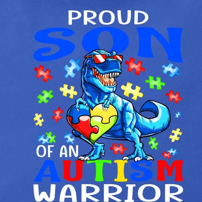 Proud Son Of An Autism Warrior Dinosaur Great Gift Zip Tote Bag