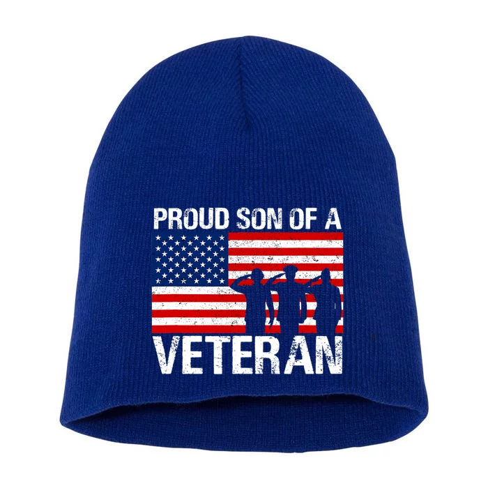 Proud Son Of A Army Veteran Gift Short Acrylic Beanie